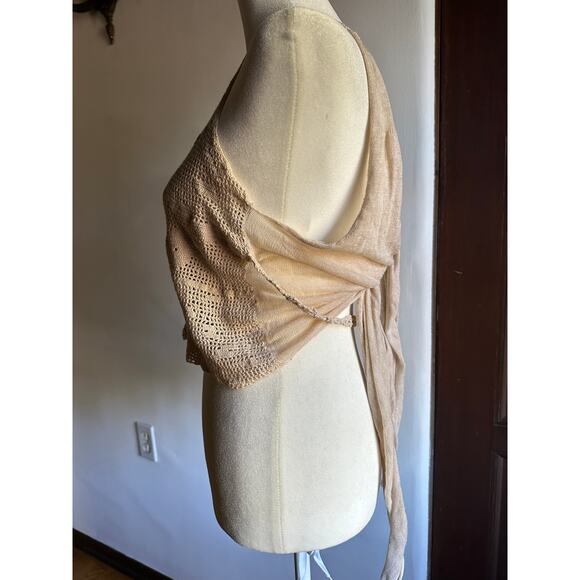 RISTO BIMBILOSKI | Boho Cream Cotton Crochet Tie Back  Bohemian Festival | Small - Picture 2 of 7